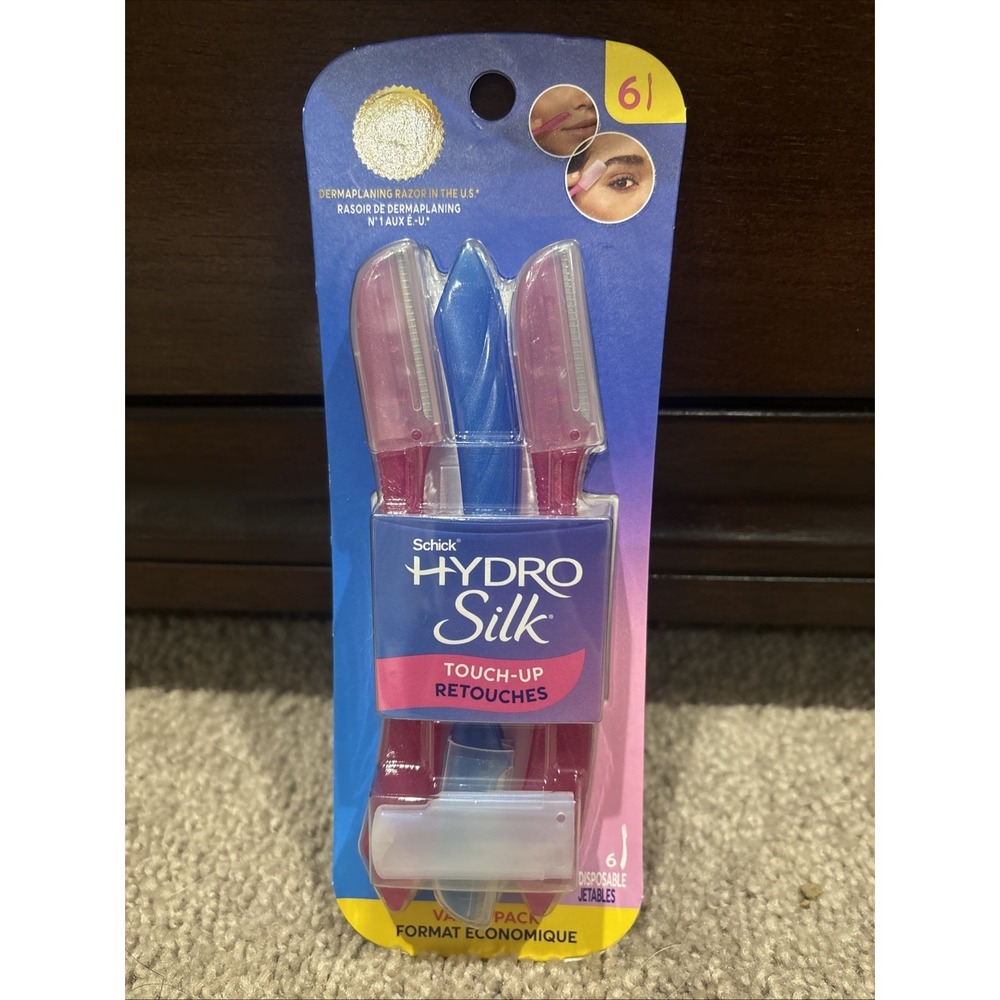 Schick Hydro Silk Touch-Up Dermaplaning Tool with Precision Cover 6 Razors New